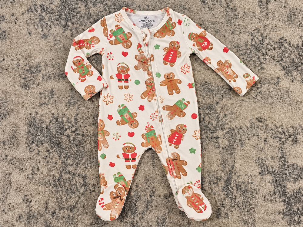 Caden Lane Christmas Gingerbread Baby Pajamas – Bamboo – 0–3 Months
